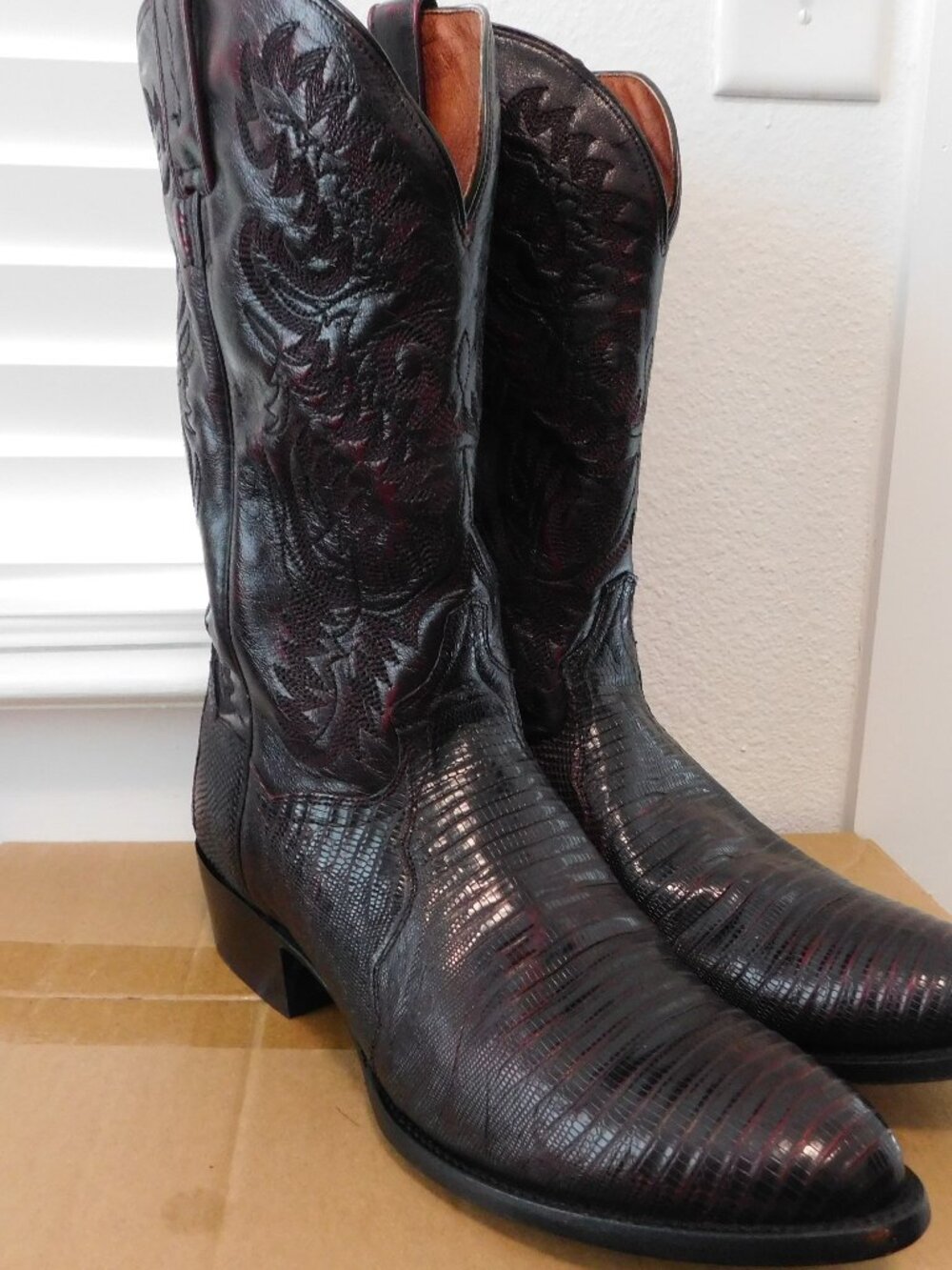 Dan Post teju lizard black cherry 12 D width - Picture 2 of 10